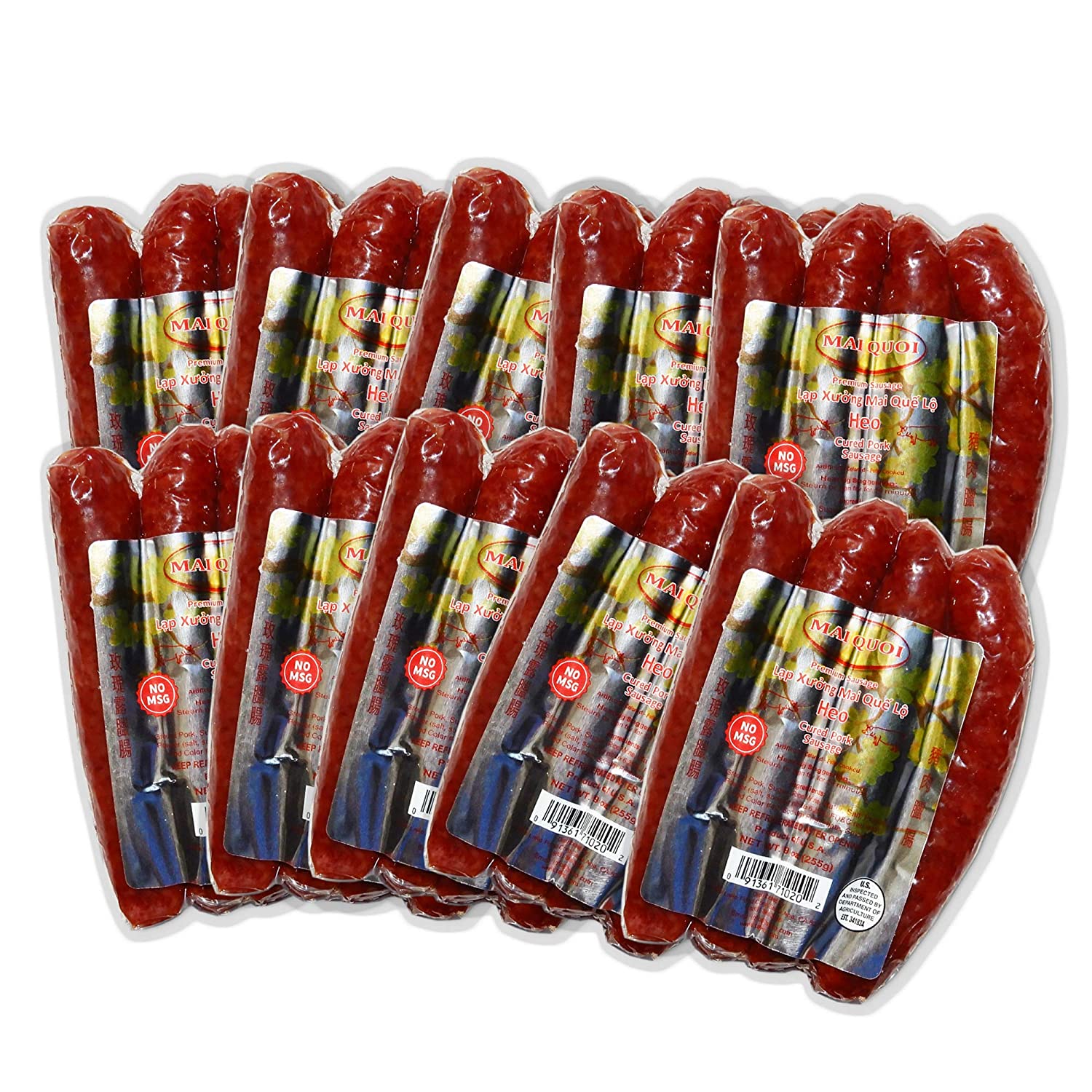LAP XUONG HEO – PREMIUM PORK CURED SAUSAGE 10 packs (No MSG) – Made In USA…